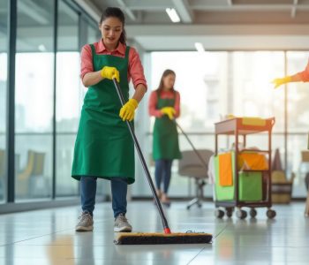 Professionelles Reinigungsteam: Gründliche Bodenreinigung und Oberflächenpflege.